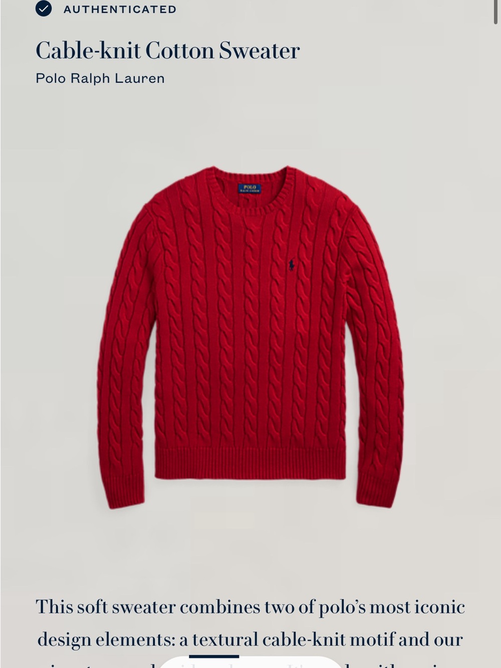 Polo Ralph Lauren Men's Cable-Knit Crewneck Red Sweater Size Small